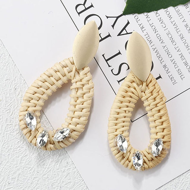 Woven Tear Crystal Earrings