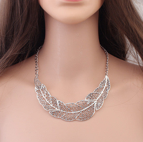 Gold Leaf Link Necklace Femmi Accessories
