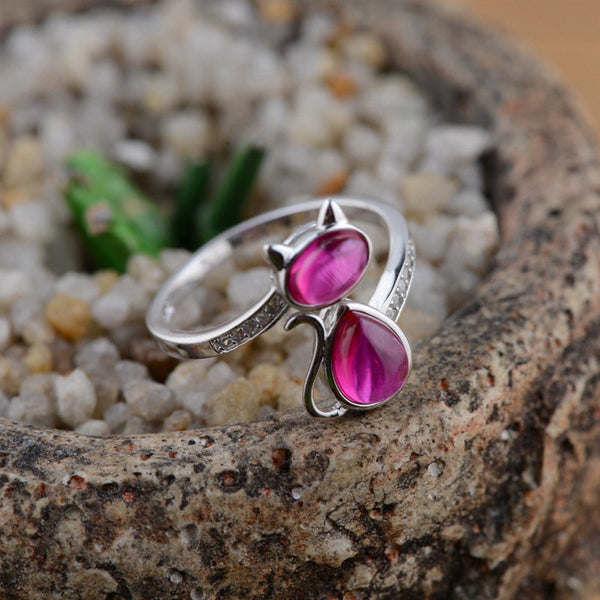 Sterling Silver Opal Cat Ring- Save Up To 20%