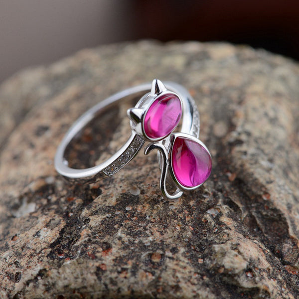 Sterling Silver Opal Cat Ring- Save Up To 20%