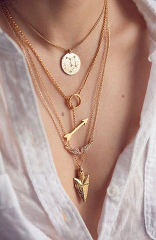 Arrow and Coin Multi-Layered Necklace
