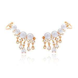 CZ Pearl Drop Ear Jacket Studs