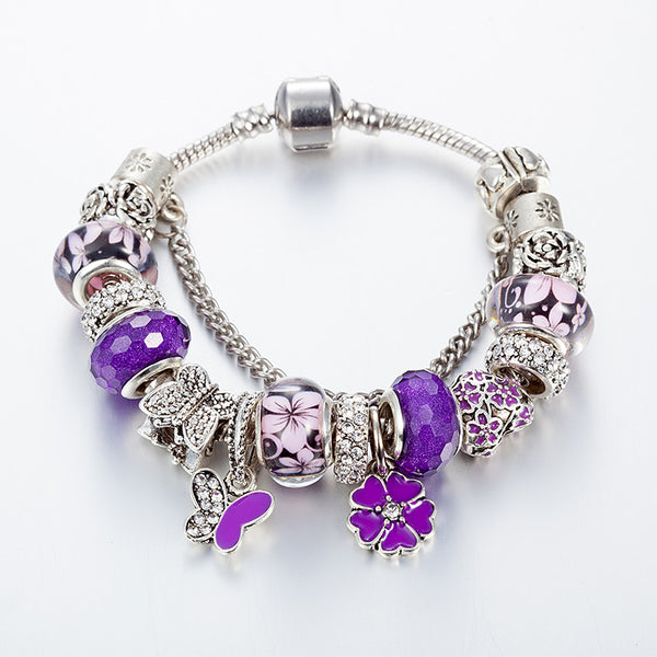 Purple Butterfly Charm Bracelet