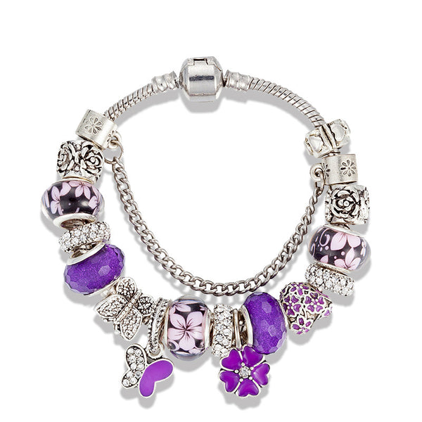 Purple Butterfly Charm Bracelet