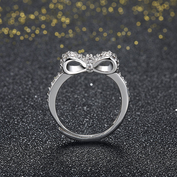 K  Crystal Bow Tie Ring- Save Up To 20%
