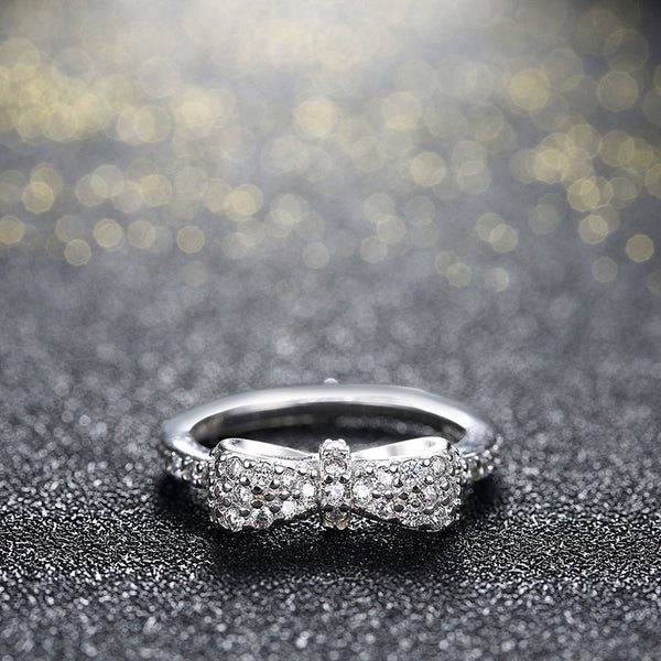 K  Crystal Bow Tie Ring- Save Up To 20%