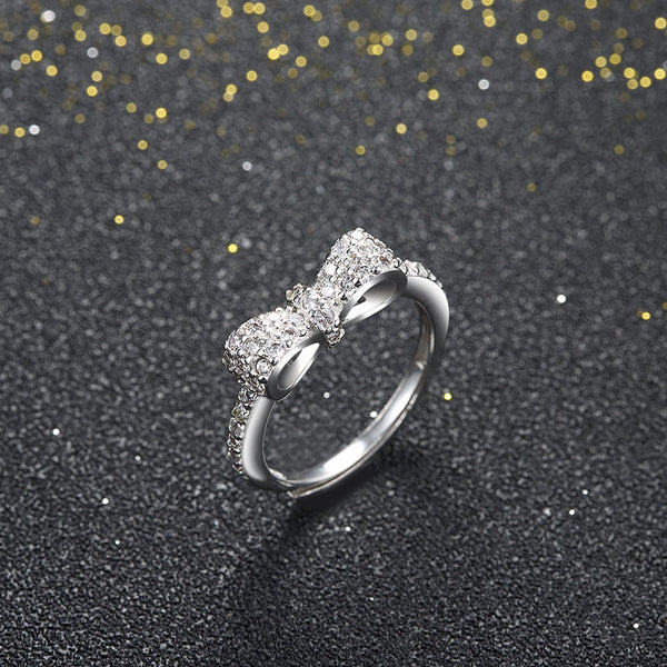 K  Crystal Bow Tie Ring- Save Up To 20%