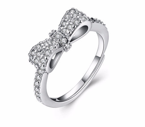 K  Crystal Bow Tie Ring- Save Up To 20%