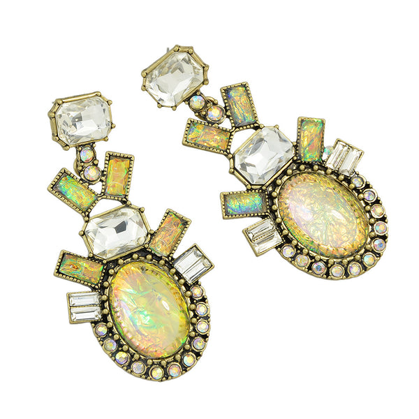 Opal Water Drop Crystal Earrings