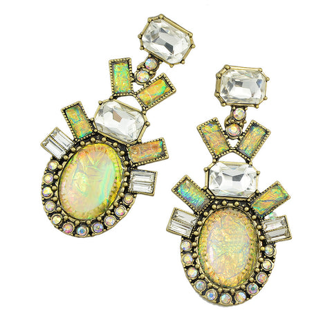 Opal Water Drop Crystal Earrings