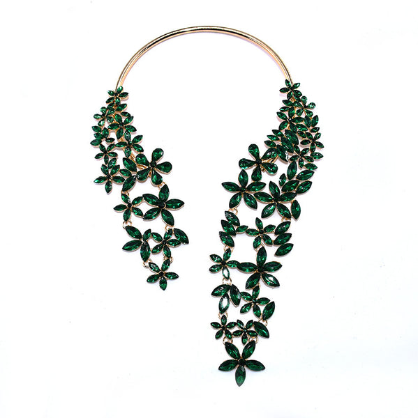 S Crystal Flower Wrap Necklace