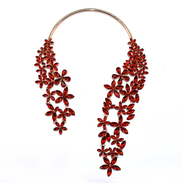 S Crystal Flower Wrap Necklace