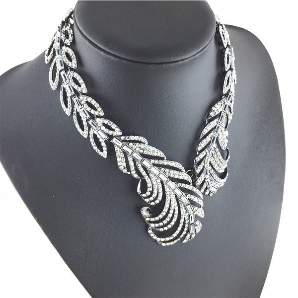 New - S Peacock Feather Wrap Necklace
