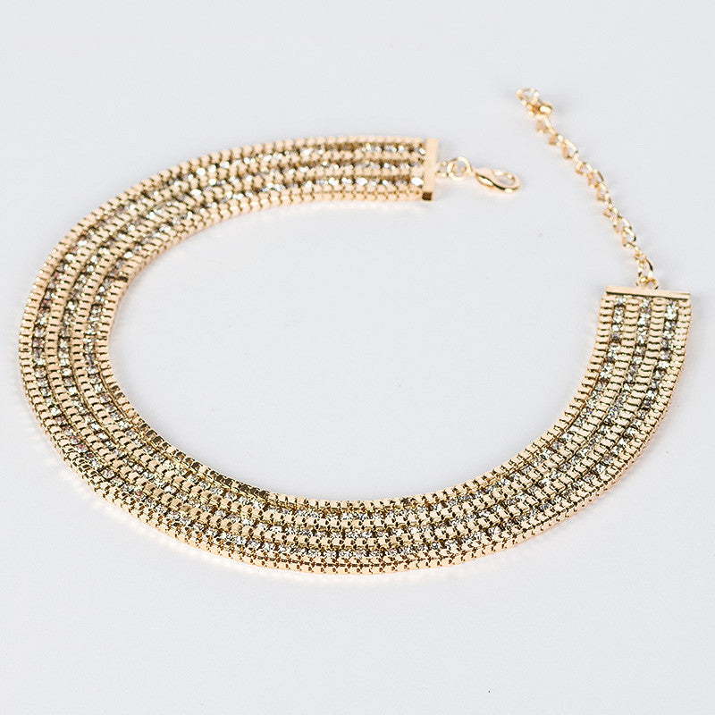 CZ Gold Bib Necklace- Save Up to 40%