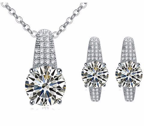 Silver Cz Pendant Set
