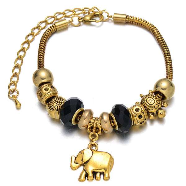 Spiral Elephant Charm Bracelet