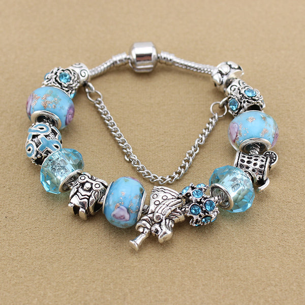 Blue Angle Charm Bracelet