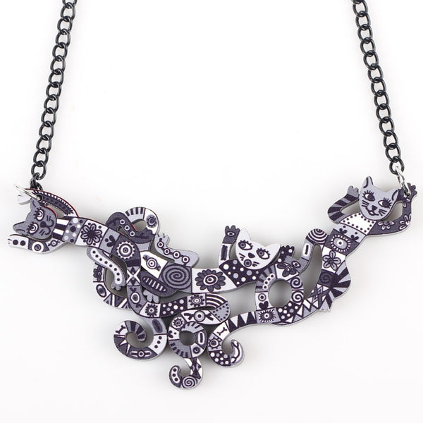 Colorful Abstract Cat Necklace