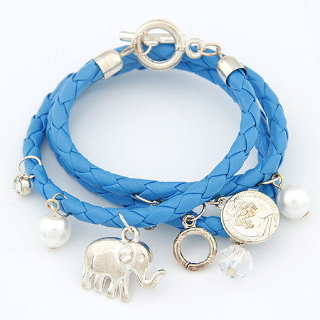 Rope Twist Elephant Charm Bracelet