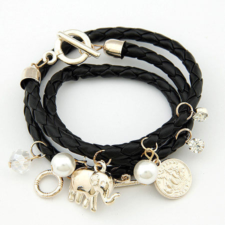 Rope Twist Elephant Charm Bracelet