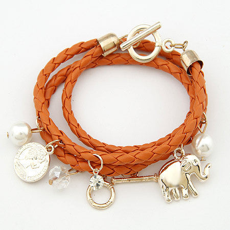 Rope Twist Elephant Charm Bracelet