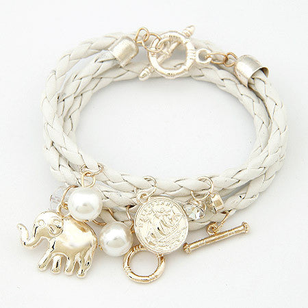 Rope Twist Elephant Charm Bracelet