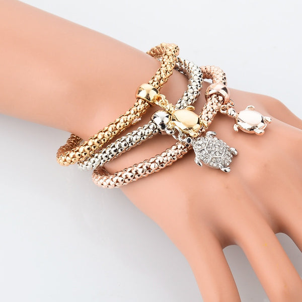 3 Pc Turtle Charm Bangles