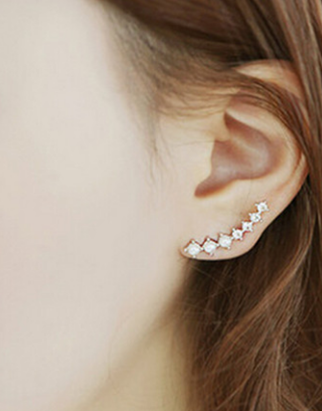 Crystal Pearl Ear Jacket Earrings