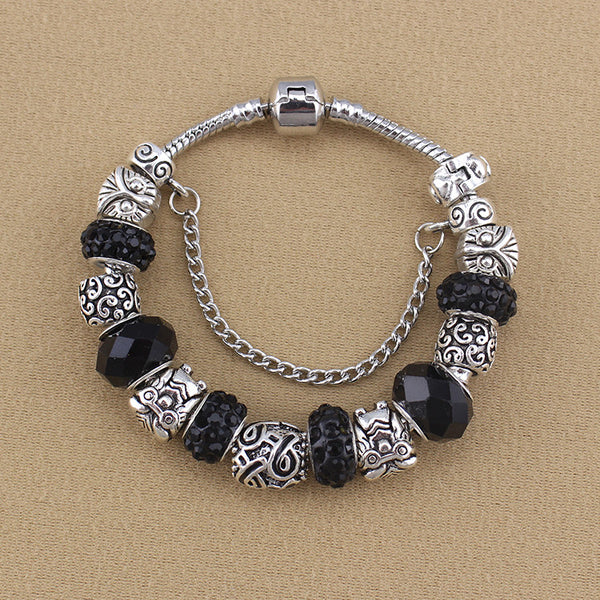 Silver Owl Ribbon Charm Bracelet