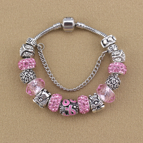 Silver Owl Ribbon Charm Bracelet