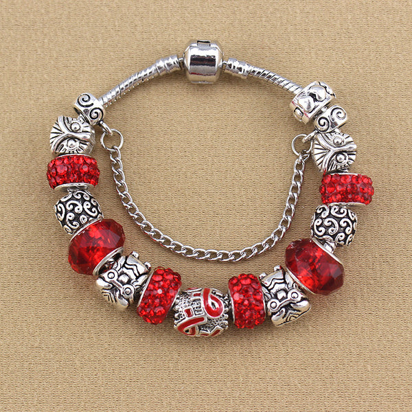 Silver Owl Ribbon Charm Bracelet