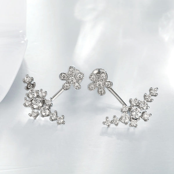 Flower Drop Jacket Earrings