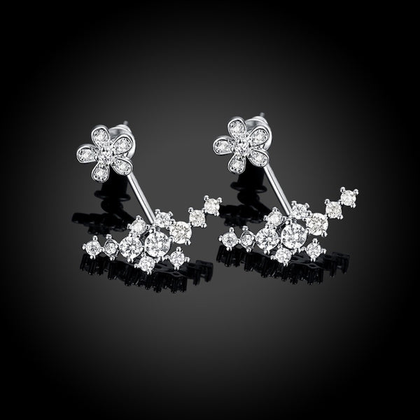 Flower Drop Jacket Earrings