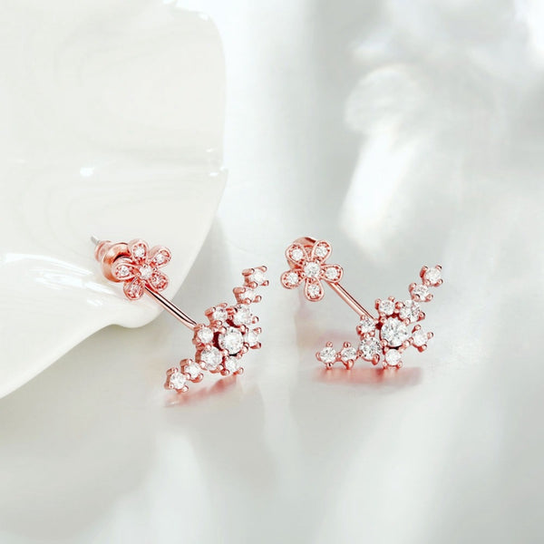 Flower Drop Jacket Earrings