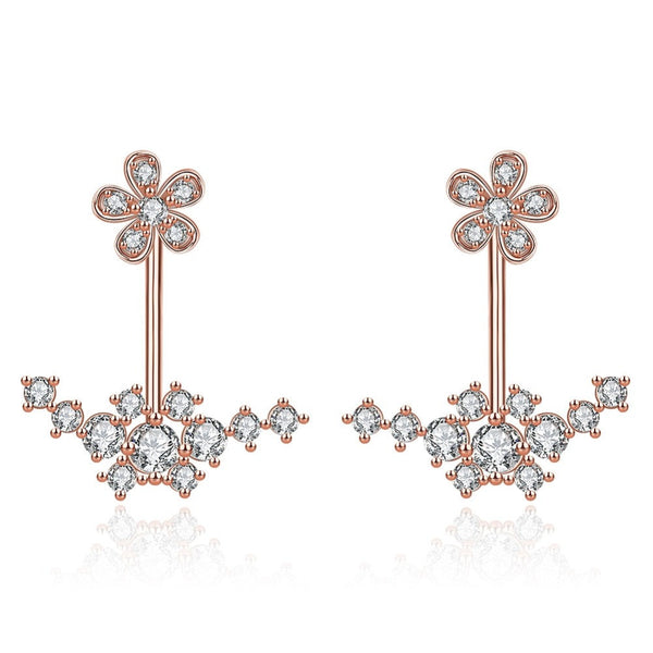 Flower Drop Jacket Earrings