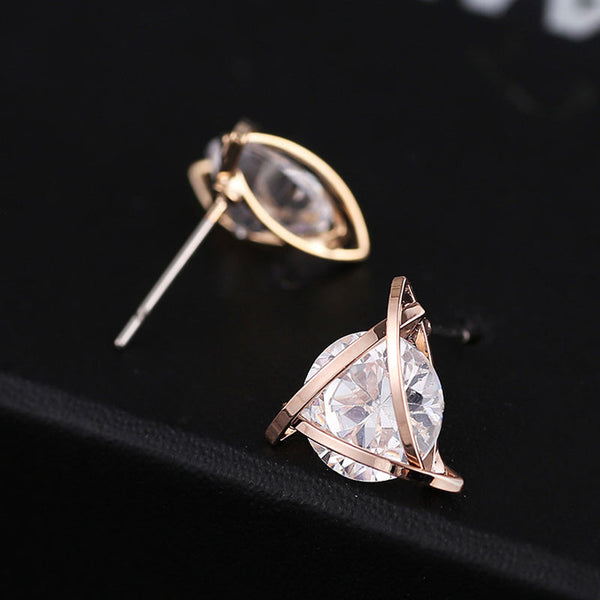 Rose Gold Triangle Studs