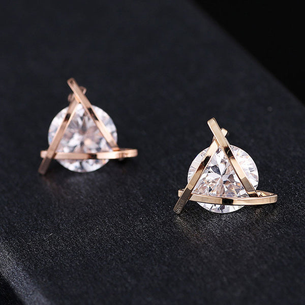 Rose Gold Triangle Studs