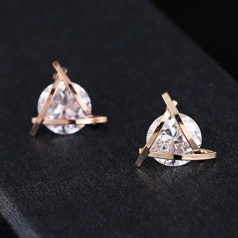 Rose Gold Triangle Studs