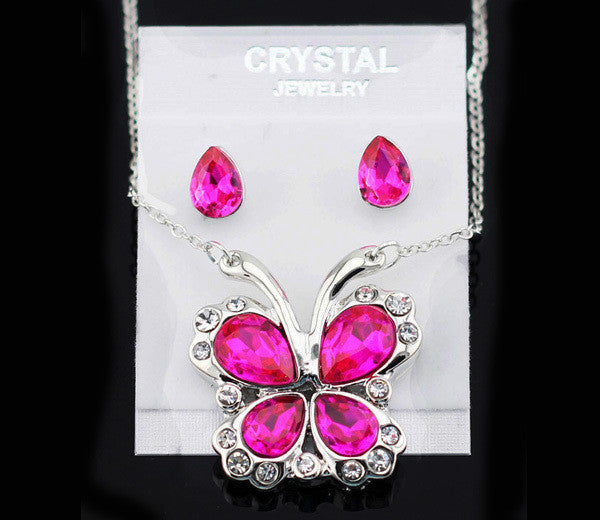 Silver CZ Butterfly Set