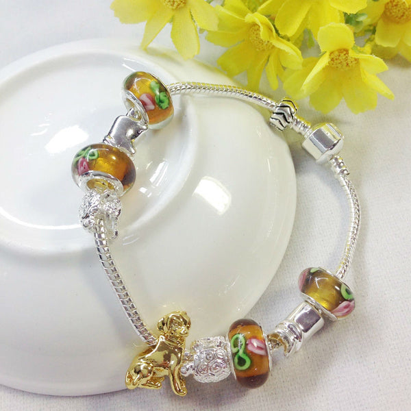 Golden Dog Charm Bracelet