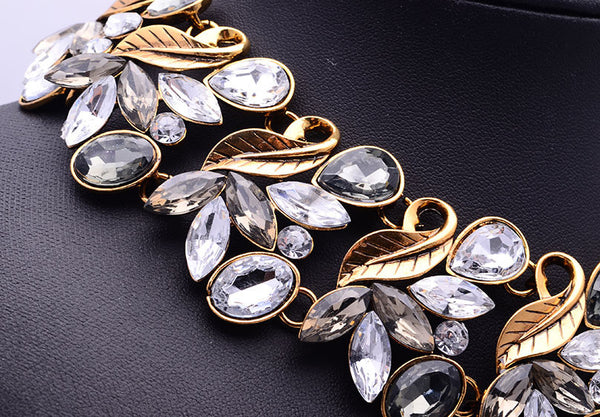 Crystal Leaf Statement Necklace