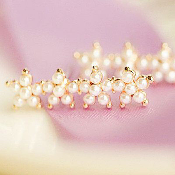 Pearl Flower Ear Climber Earrings- Save Up To 20%