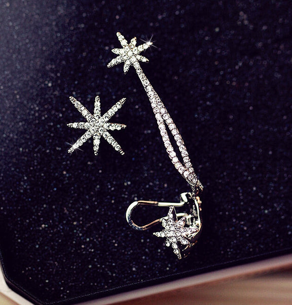 Asymmetrical Star Cuff Earrings