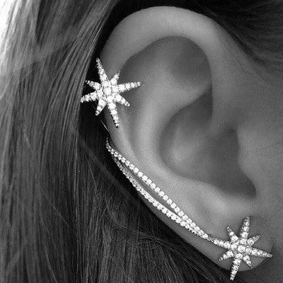 Asymmetrical Star Cuff Earrings