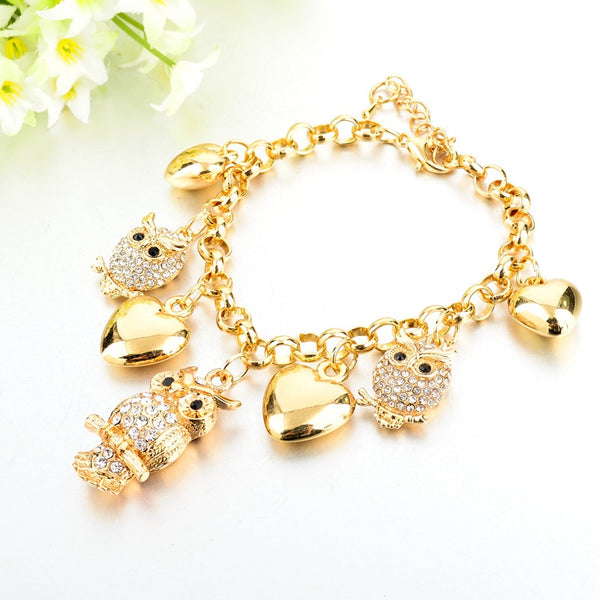 Austrain Crystal Owl Charm Bracelet