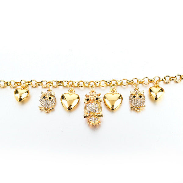 Austrain Crystal Owl Charm Bracelet