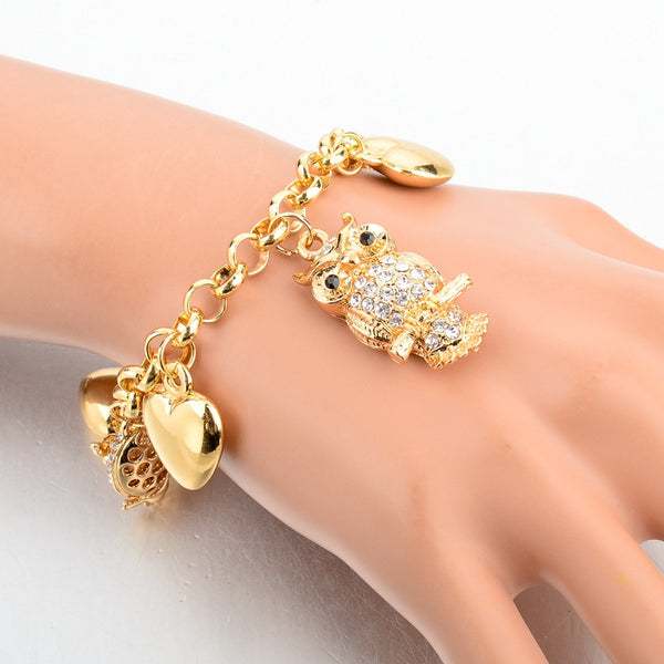 Austrain Crystal Owl Charm Bracelet
