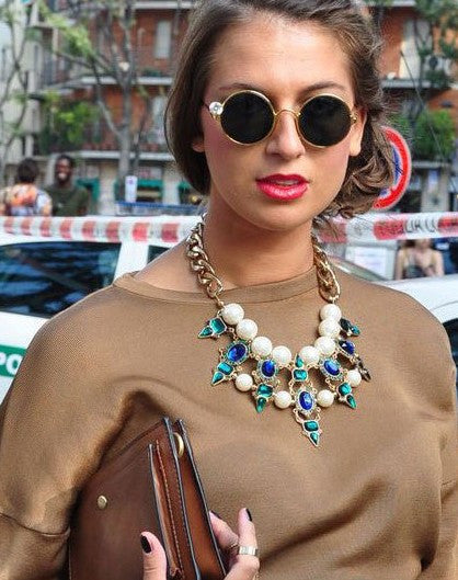 Emerald Point Pearl Bib Necklace