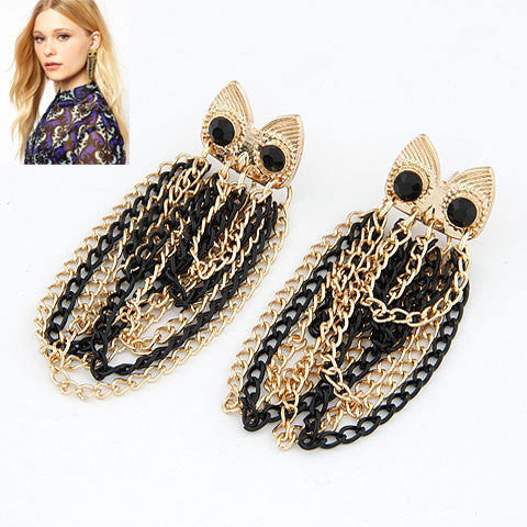 Chain Linked Owl Earrings