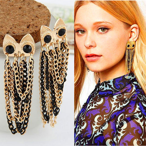 Chain Linked Owl Earrings